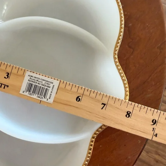 Lot of 2 Anchor Hocking Fire King Milk Glass Deviled Egg Gold Trim + Relish Tray - Picture 9 of 9